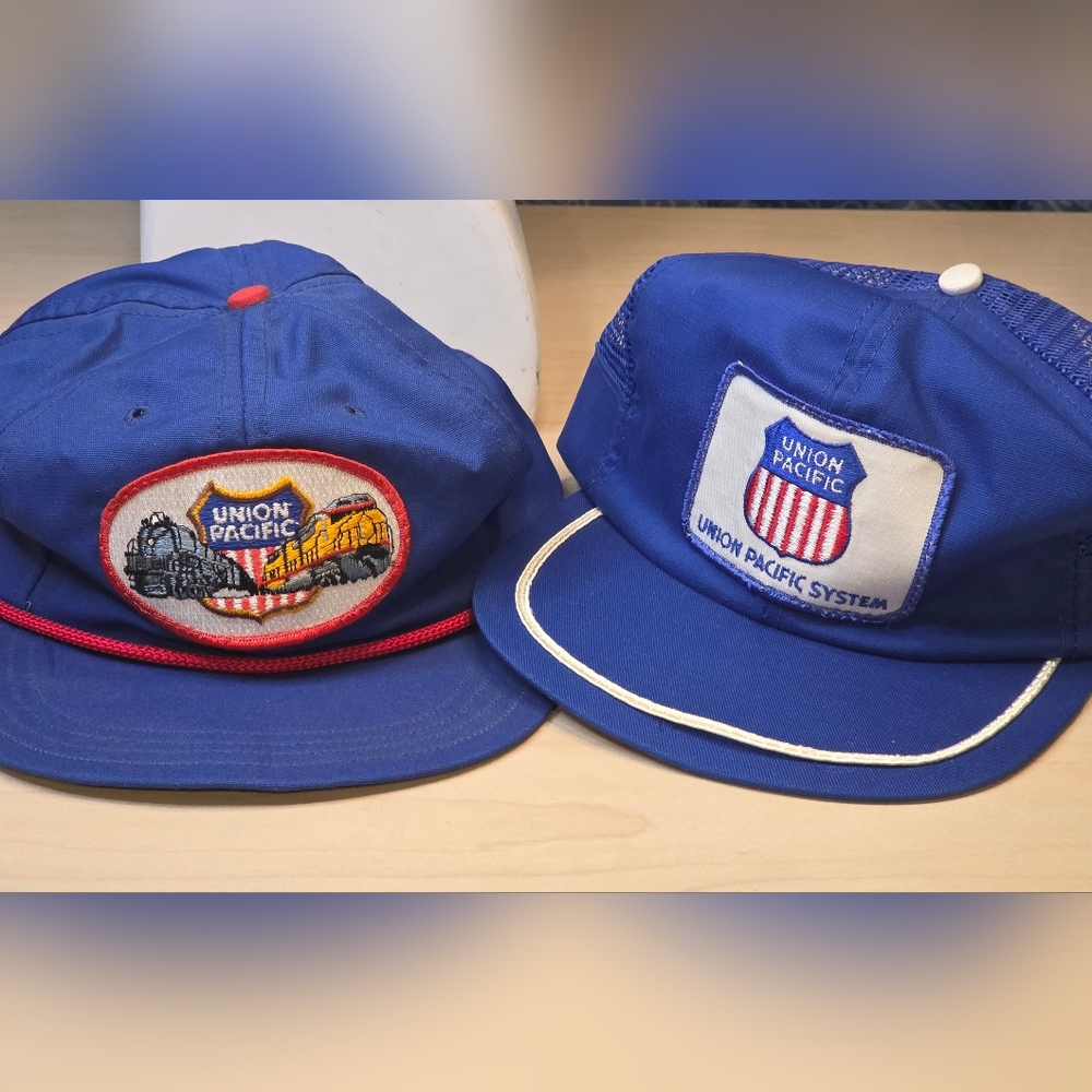 Pair Of Union Pacific Hats Vintage Made In USA *Read Details* Train Hats